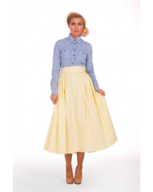 Юбка до середины икры с рубашкой